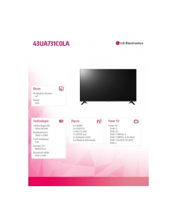lg electronics Telewizor LED 43 cale 43UA731C0LA.AEEQ