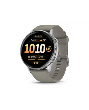 Garmin Venu 4 45mm Silikon-Armb. czarny/srebrny/Szary