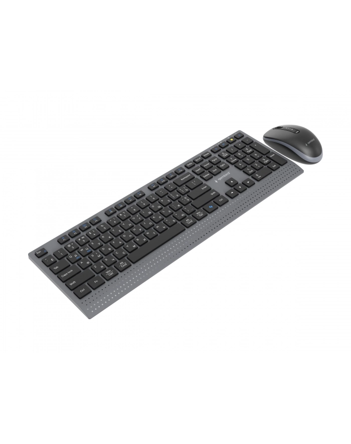 GEMBIRD Zestaw bezprzewodowy dual mode klawiatura + mysz 2.4 GHz + BT slim układ RU kolor czarny główny