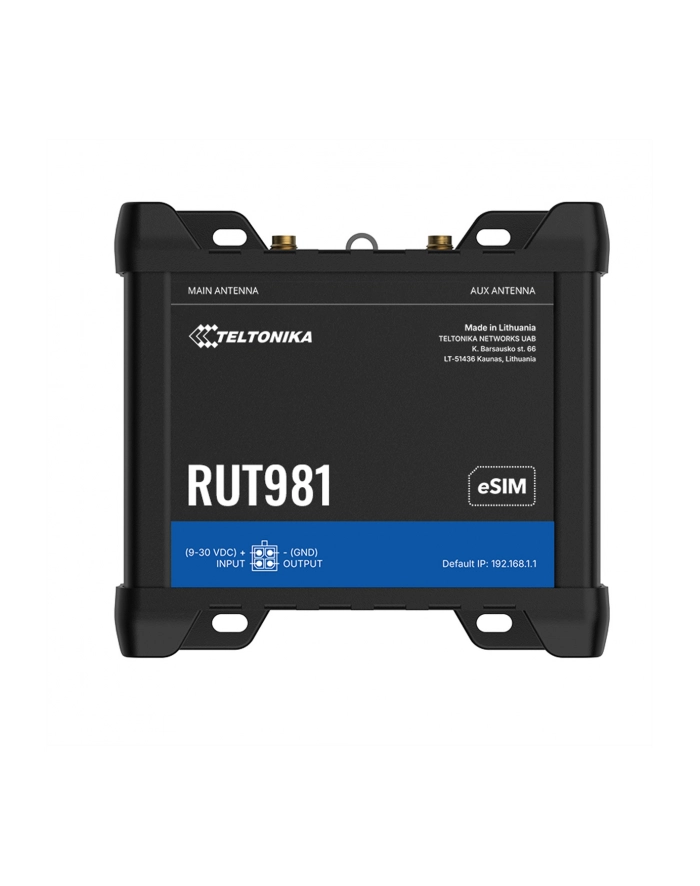 TELTONIKA NETWORKS RUT981 DUAL SIM eSIM 4G/LTE/3G/2G ETH WiFi Router GLOBAL Telit Modem główny