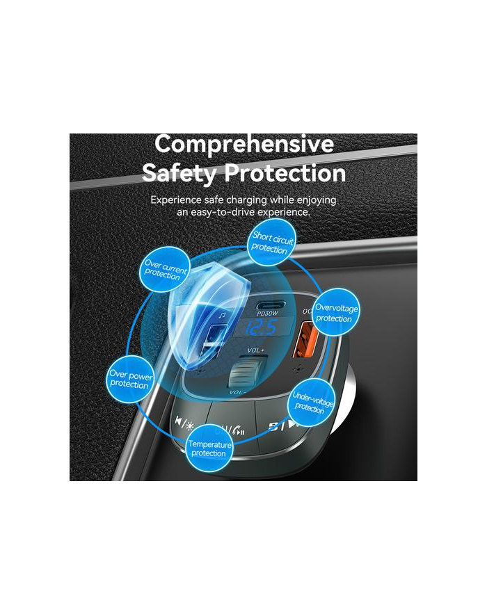 Samochodowy transmiter FM Vention Bluetooth 5.0 30W PD główny