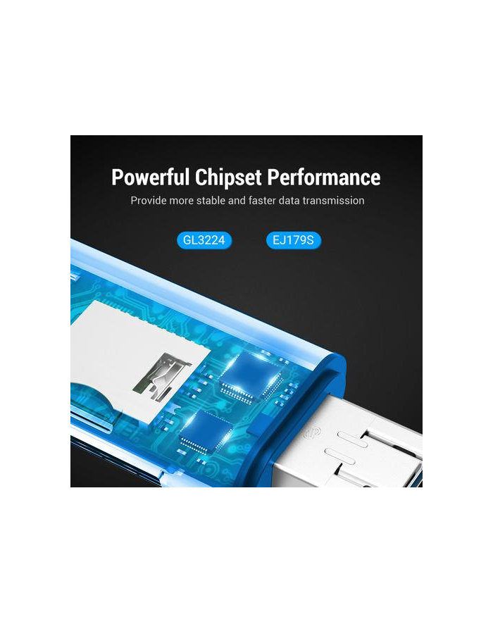 Czytnik kart SD / microSD Vention ze złączami USB 30 USB-C microSD szary główny