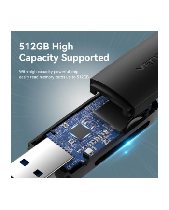 Czytnik kart 2 w 1 USB 30 A Vention (SD+TF) czarny Dual Drive Letter nr 2