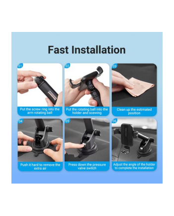 Uchwyt samochodowy do telefonu Vention z przyzsawką 47 do 72 cala czarny