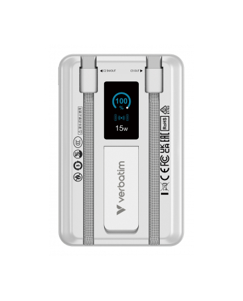 Powerbank Verbatim Charge 'n' Go 2C Display Magnetic Wireless 10000mAh 3xUSB-C PD 3.0 QC 3.0 Srebrny nr 2