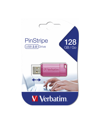 Pendrive Verbatim PinStripe USB Drive 128GB USB 2.0 Gorący Różowy nr 2