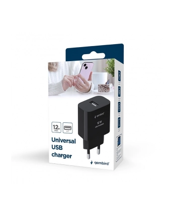 gembird Ładowarka uniwersalna USB, 2.4 A, czarna