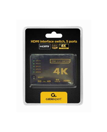 gembird Przełącznik HDMI z pilotem - pięć nadajników jeden      odbiornik nr 1