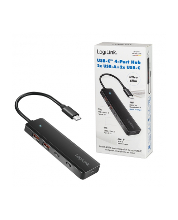 logilink Hub USB-C, 4-porty 2x USB-A,2xUSB-C, czarny nr 2
