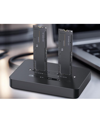 gembird Stacja dokująca do komputerów stacjonarnych z dwoma dyskami SSD USB typu C, M.2 NVME (i SATA), czarna nr 2