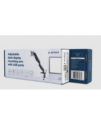 gembird Ramię biurkowe na jeden monitor z portami USB,          regulowane,  od 17 do 32 '', obciążenie do 9kg nr 1