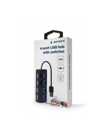gembird HUB USB 2.0 4-portowy z przełącznikami, czarny nr 1