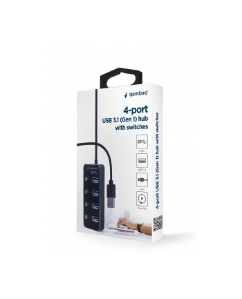 gembird HUB 4-portowy USB 3.1 (Gen 1) z przełącznikami czarny nr 1