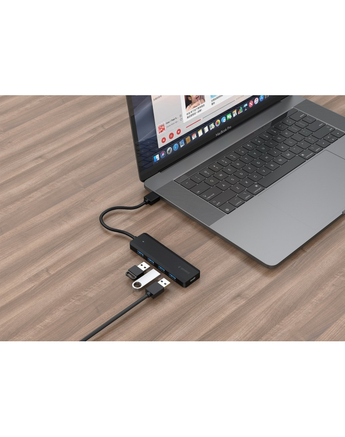 gembird HUB 4-portowy USB 3.1 (Gen 1), z opcją zasilania zewnętrznego przez port USB-C główny