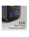 axagon Ładowarka sieciowa ACU-PQ67D PD'QC 67W 2-port GaN, Ekran LED, USB-A  + USB-C - nr 6