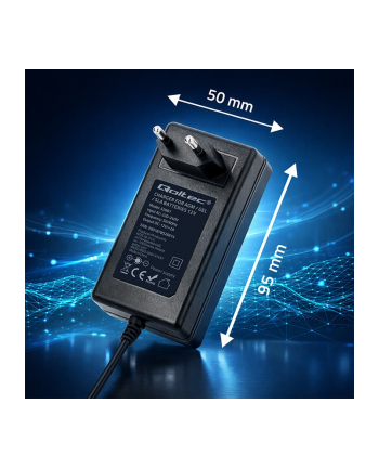 qoltec Ładowarka do akumulatora AGM GEL | Prostownik 12V | 2A | 24W |   5.5x2.1 | kabel 1.8m