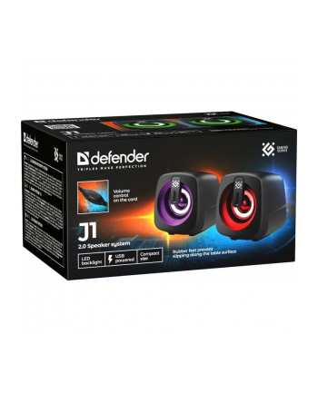 defender Głośniki komputerowe J1 2.0 6W LED USB czarne