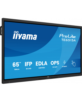 iiyama Monitor interaktywny 65 '' TE6515A-B2AG VA,4K,40pkt,550cd,DeepContrast-IR+,     HDMI x2,DP,USB-C, 2 x 20W, OPS Slot x1, 5xUSB, 2xRJ45,8-Array,EDLA, nr 1