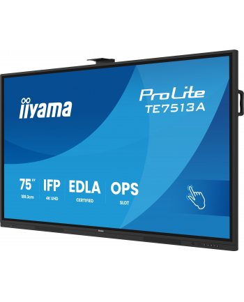iiyama Monitor interaktywny 75 '' TE7513A-B2AG INFRARED,40pkt,IPS,4K,7H,500cd/m2,      WiFi,USB, ANDROID 14, Google EDLA,2x20W, UCHWYT ŚCIENNY nr 1