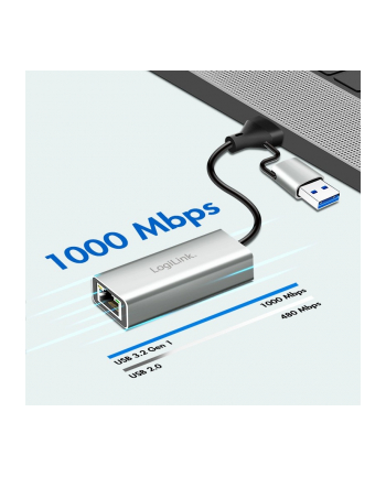 logilink Adapter USB-C do Gigabit Ethernet + USB nr 1