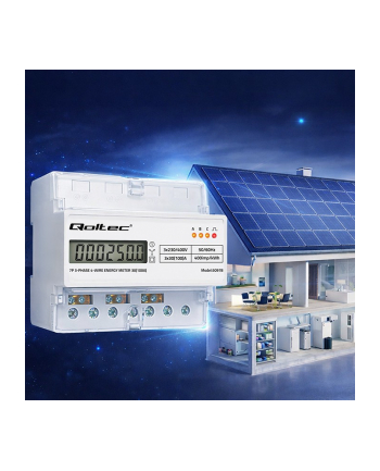 qoltec Trójfazowy elektroniczny licznik | miernik zużycia energii na szynę DIN | 400V | 100A | LCD | LED | 7P nr 2