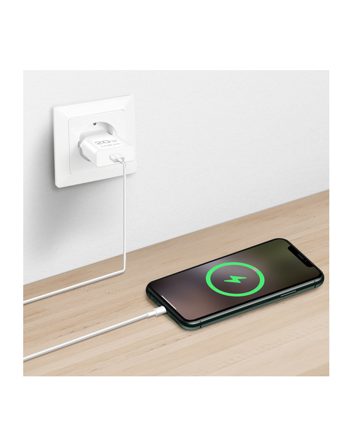 Ładowarka sieciowa LogiLink PA0345 USB GaN, 20 W, 1x USB-C (PD), biała główny