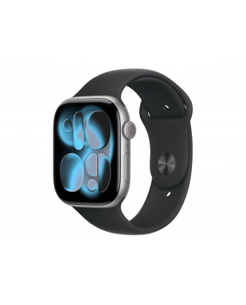 Apple Watch Series 11 GPS 46mm aluminium gwiezdna szarość pasek sportowy czarny (MEV04ETA)