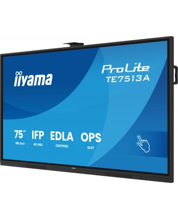iiyama Monitor interaktywny 75 '' TE7513A-B2AG INFRARED,40pkt,IPS,4K,7H,500cd/m2,      WiFi,USB, ANDROID 14, Google EDLA,2x20W, UCHWYT ŚCIENNY