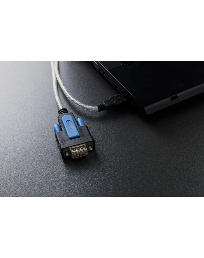 digitus Kabel adapter USB 2.0 do RS232 (DB9) | Chipset FTDI (FT232RNL) | PVC, transparentny | Mocowanie na śruby | 1.8m główny