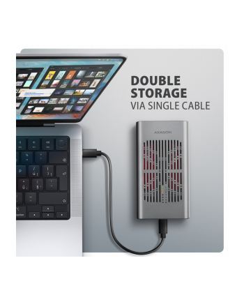 axagon EEM2-20GD Obudowa zewnętrzna aluminiowa USB-C 3.2 Gen2x2, Dual NVMe M.2 SSD 20gbps, Clone Master