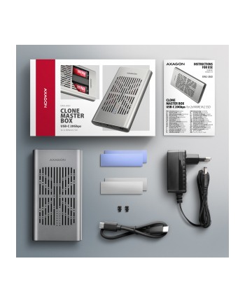 axagon EEM2-20GD Obudowa zewnętrzna aluminiowa USB-C 3.2 Gen2x2, Dual NVMe M.2 SSD 20gbps, Clone Master nr 2
