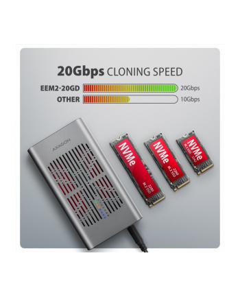 axagon EEM2-20GD Obudowa zewnętrzna aluminiowa USB-C 3.2 Gen2x2, Dual NVMe M.2 SSD 20gbps, Clone Master