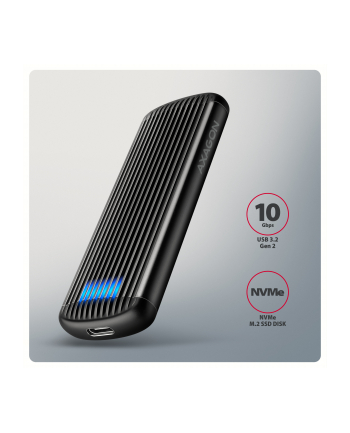 axagon EEM2-SC Obudowa zewnętrzna aluminiowa bezśrubowa USB-C 3.2 Gen 2 10Gbps - M.2 NVMe SSD, długość 30 do 80 mm szary