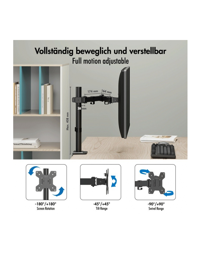 logilink Uchwyt do monitora 17 - 32', max 10kg., stalowy główny