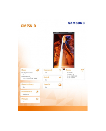 samsung Monitor wielkoformatowy 55 '' OM55N-D LH55OMNDSGBXEN nr 1