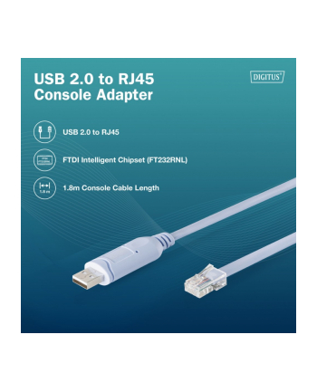 digitus Kabel adapter do konsoli USB-A 2.0 męski do RJ45 | Chipset FTDI (FT232RNL) | jasnoniebieski | 1.8m nr 2
