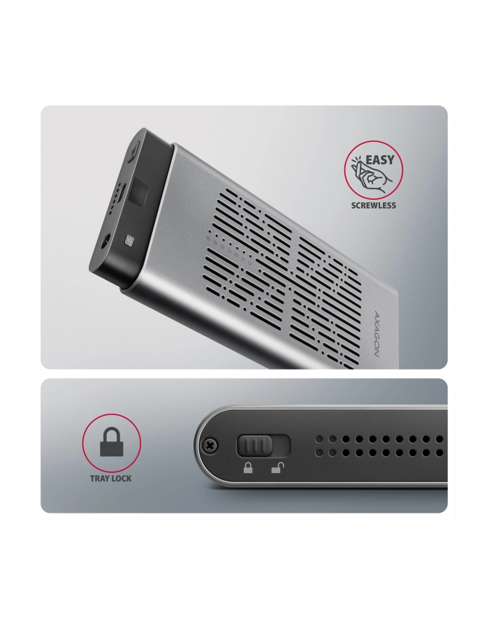 axagon EEM2-20GD Obudowa zewnętrzna aluminiowa USB-C 3.2 Gen2x2, Dual NVMe M.2 SSD 20gbps, Clone Master główny