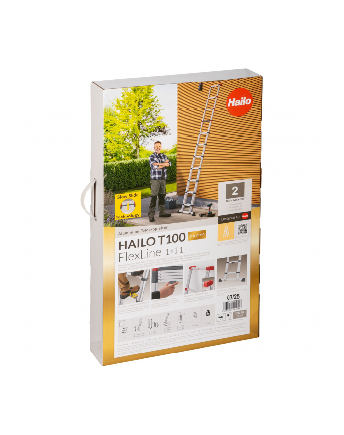 Hailo Drabina aluminiowa teleskopowa składana 1x11 T100 4,2m Ze Stopniami 1753686628 główny