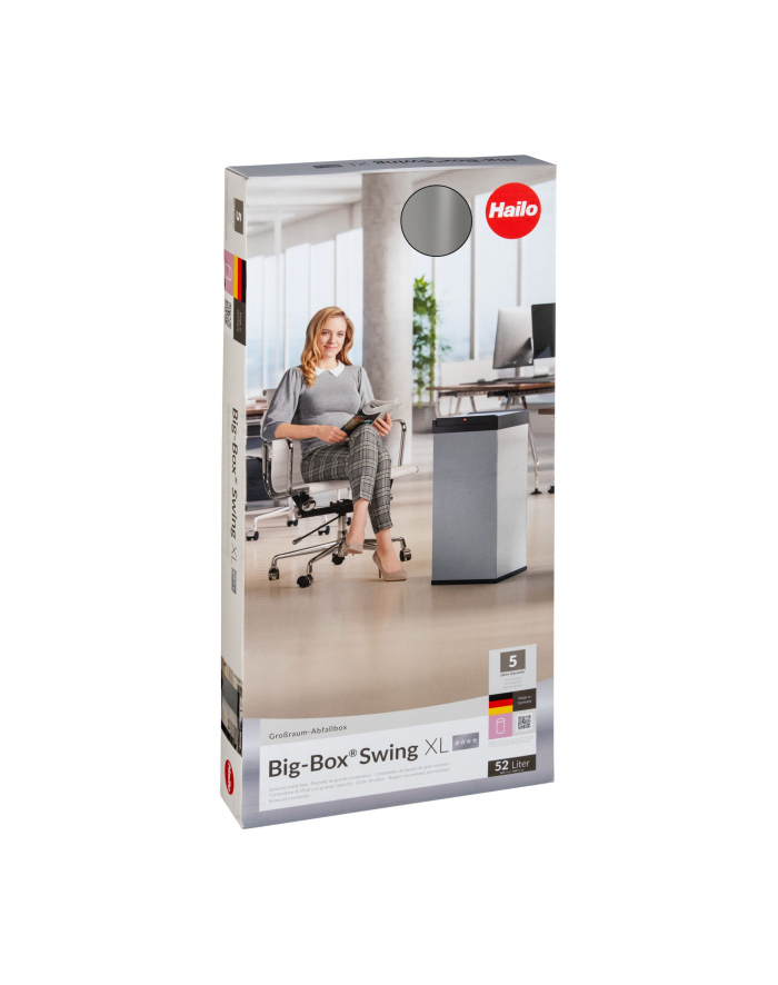 Hailo Big-Box Swing H-0860-221 Kosz Xl 52L Srebrny główny