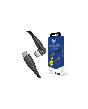 3MK Kabel USB - Hyper Cable N-SERIES C to C 2m PD 3.0 20V/3A 60W Black - Swivel