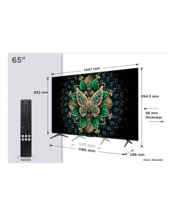 Telewizor TCL 65C69K QD-Mini LED 65''; 4K Ultra HD Google TV Dolby Atmos DVB-T2 Metaliczny