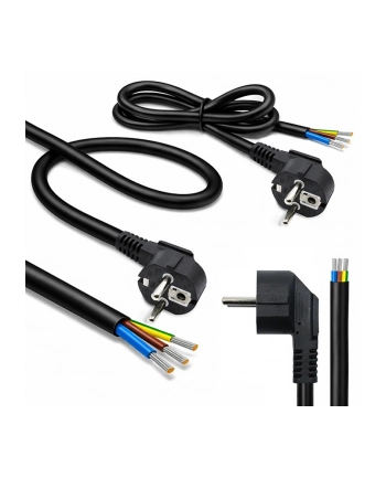 qoltec Kabel zasilający | wtyczka kątowa SCHUKO CEE 7/7 (E/F) | miedź Cu| odizolowany lutowany | 3x1.0mm2 | 1.8m