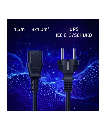 qoltec Kabel zasilający SCHUKO CEE 7/7 (E/F) | IEC C13 | 3x1.0mm2 | Czysta miedź Cu | 1.5m