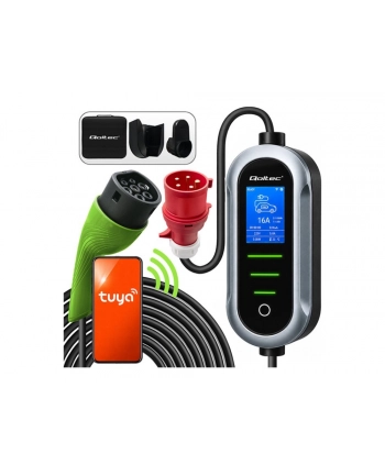 qoltec Ładowarka do samochodu elektrycznego EV i hybryd | 11kW | 400V | CEE 16A | Wi-Fi | LCD | 5m