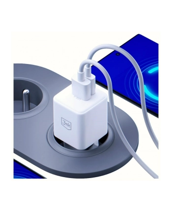 3mk Ładowarka sieciowa Hyper GaN 20W 1xUSB-A 1xUSB-C PD QC4+ biała