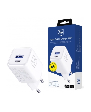 3mk Ładowarka sieciowa Hyper Charger PD 33W GaN QC4+ PPS AFC FCP SCP USB-A USB-C biała