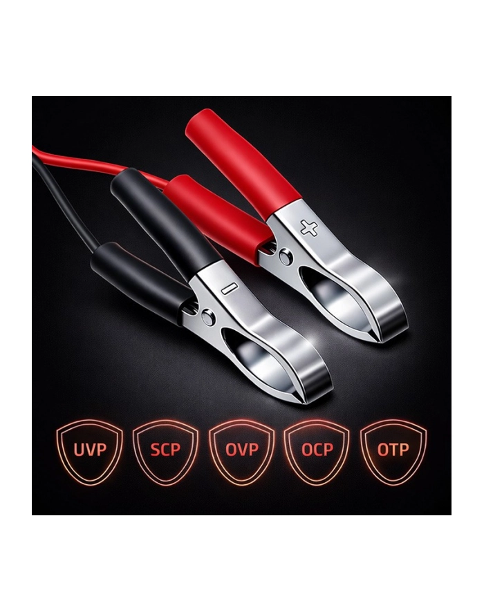 qoltec Ładowarka do akumulatora AGM GEL STD | Prostownik 12V | 4A | 48W | LED | Kabel 1.8m główny