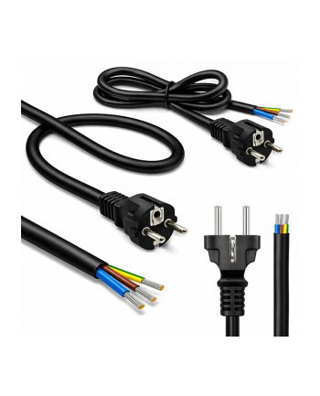 qoltec Kabel zasilający SCHUKO CEE 7/7 (E/F) | miedź Cu | odizolowany lutowany | 3x1.0mm2 | 1.8m