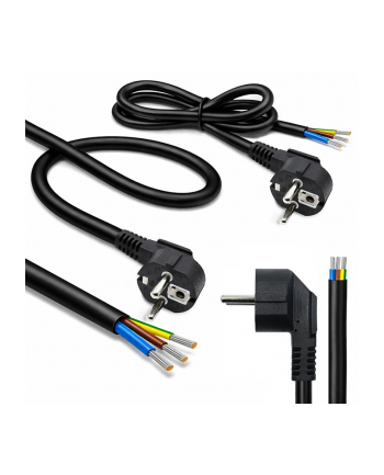qoltec Kabel zasilający | wtyczka kątowa SCHUKO CEE 7/7 (E/F) | miedź Cu| odizolowany lutowany | 3x1.0mm2 | 1.8m