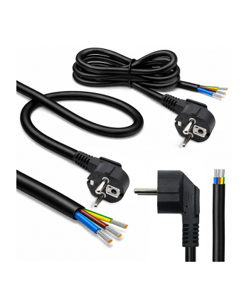 qoltec Kabel zasilający | wtyczka kątowa SCHUKO CEE 7/7 (E/F) | miedź Cu odizolowany lutowany | 3x1.5mm2 | 3m nr 1